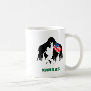 Retro Sasquatch Kansas Usa Flag Bigfoot Hiking Cam Coffee Mug