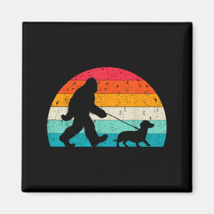 Retro Sasquatch Lover Doxie Wiener Dog Walker Bigf Magnet