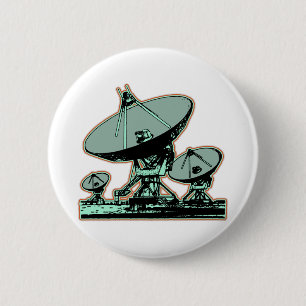 Retro Satellite Dish Graphic 6 Cm Round Badge