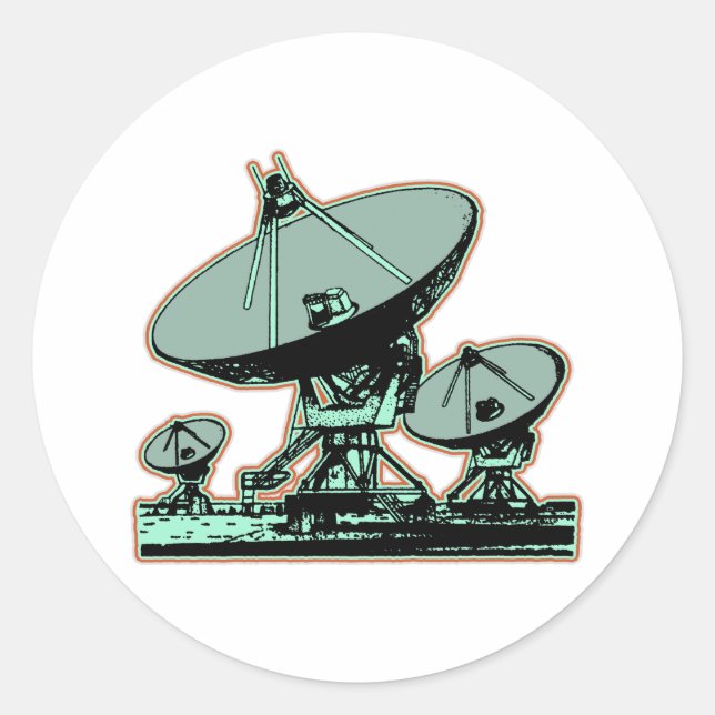 Retro Satellite Dish Graphic Classic Round Sticker (Front)