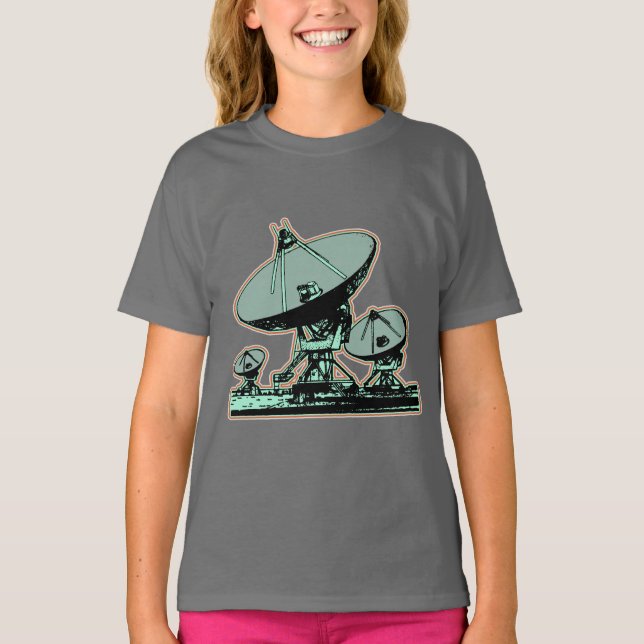 Retro Satellite Dish Graphic T-Shirt (Front)