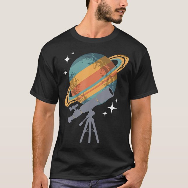 Retro Saturn Planet Silhouette T-Shirt (Front)