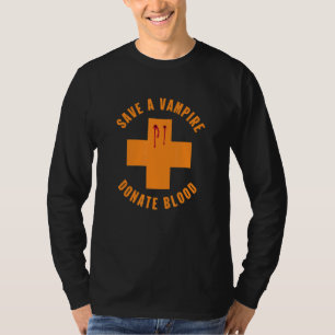 Retro Save A Vampire Donate Blood Halloween Sarcas T-Shirt