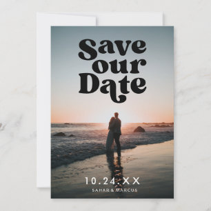 Retro Save our Date Black Photo Card