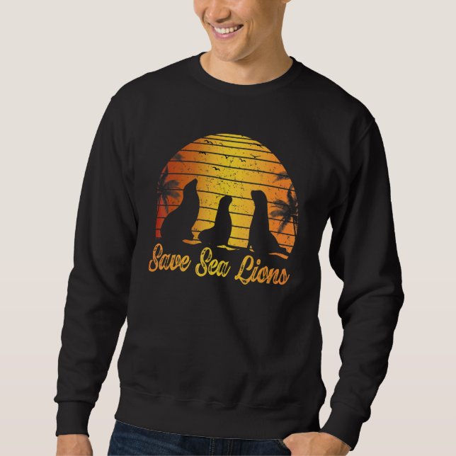 Retro Save Sea Lions Vintage Seal Sweatshirt (Front)