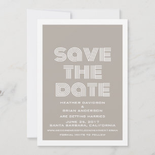 Retro Save the Date Invite, Beige Invitation
