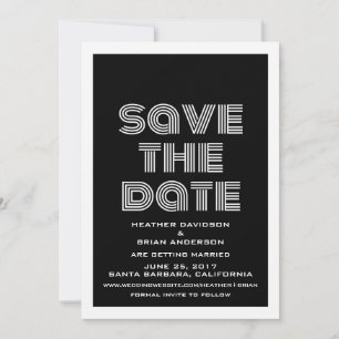Retro Save the Date Invite, Black Invitation