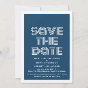 Retro Save the Date Invite, Blue Invitation