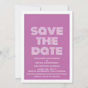 Retro Save the Date Invite, Fuchsia Invitation