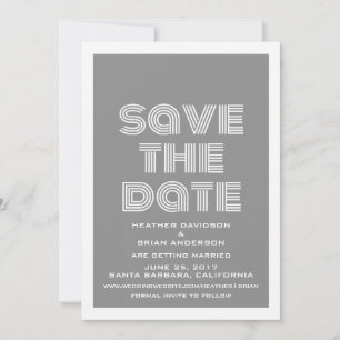 Retro Save the Date Invite, Grey Invitation