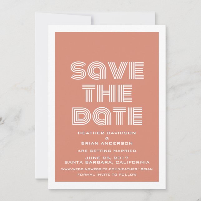 Retro Save the Date Invite, Orange (Front)