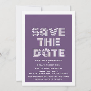 Retro Save the Date Invite, Purple Invitation