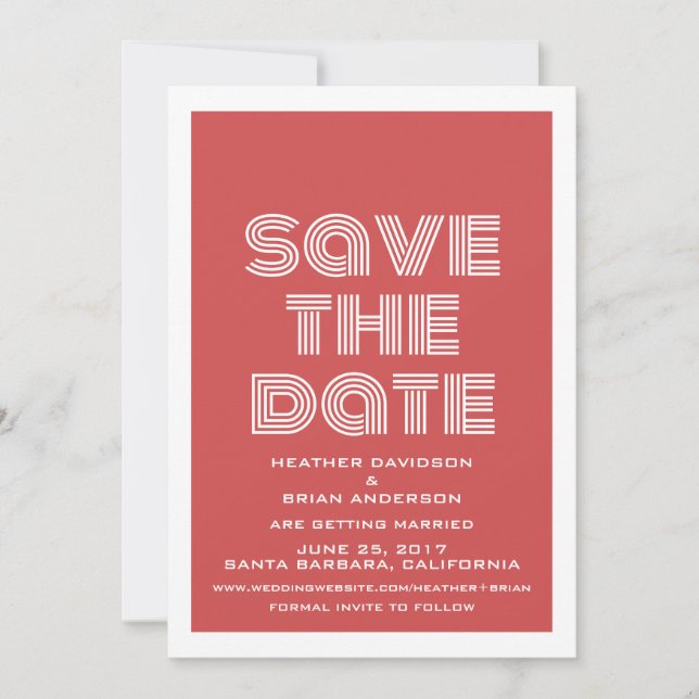 Retro Save the Date Invite, Red Invitation (Front)