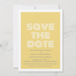 Retro Save the Date Invite, Yellow Invitation