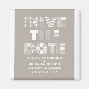 Retro Save the Date Magnet, Beige Magnet