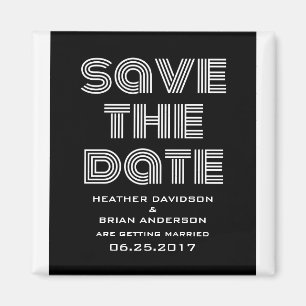 Retro Save the Date Magnet, Black Magnet