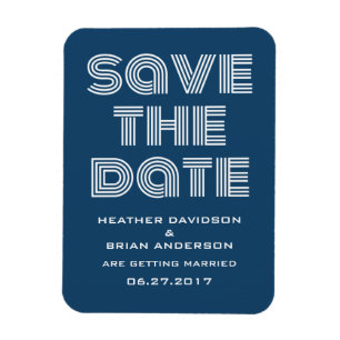 Retro Save the Date Magnet, Blue Magnet