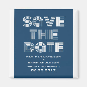 Retro Save the Date Magnet, Blue Magnet