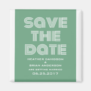 Retro Save the Date Magnet, Green Magnet