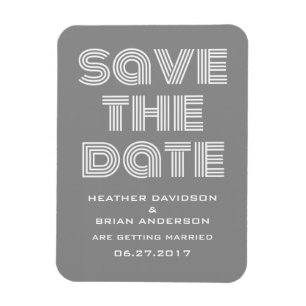 Retro Save the Date Magnet, Grey Magnet