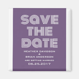 Retro Save the Date Magnet, Purple Magnet