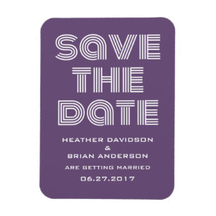 Retro Save the Date Magnet, Purple Magnet