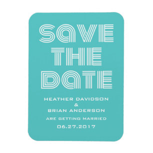 Retro Save the Date Magnet, Turquoise Magnet