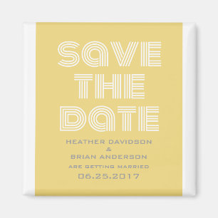 Retro Save the Date Magnet, Yellow Magnet