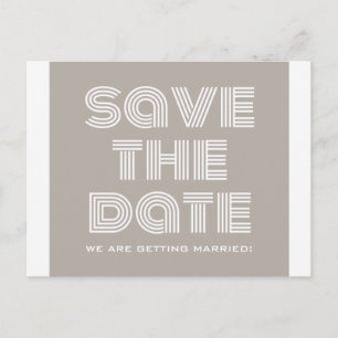 Retro Save the Date Postcard, Beige Announcement Postcard