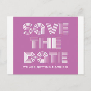 Retro Save the Date Postcard, Fuchsia Announcement Postcard