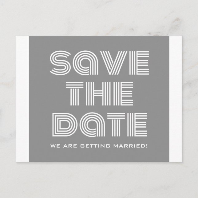 Retro Save the Date Postcard, Grey Announcement Postcard (Front)