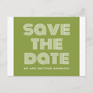 Retro Save the Date Postcard, Olive Green Announcement Postcard