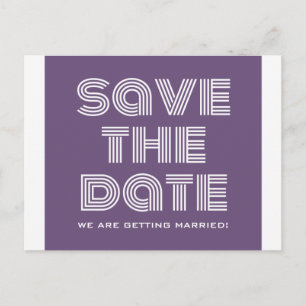 Retro Save the Date Postcard, Purple Announcement Postcard