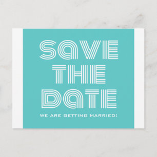 Retro Save the Date Postcard, Turquoise Announcement Postcard