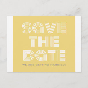 Retro Save the Date Postcard, Yellow Announcement Postcard