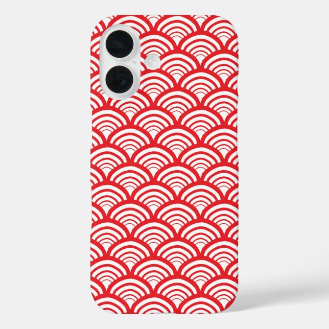 Retro Scallop Scale Arch Blood Orange Red Case-Mate iPhone Case (Back)