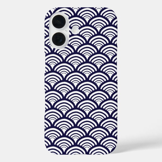 Retro Scallop Scale Arch Deep Navy Case-Mate iPhone Case (Back)