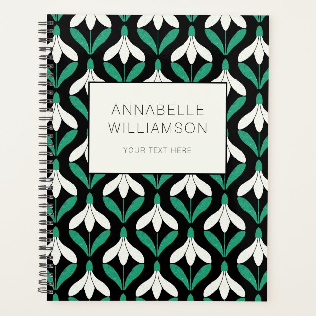 Retro Scandi Mid Century Modern Snowdrop pattern Planner (Front)