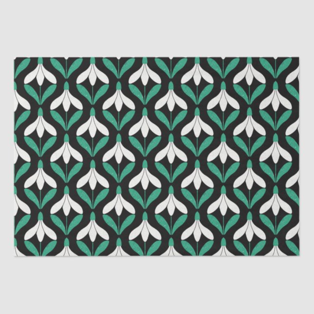 Retro Scandi Mid Century Modern Snowdrop pattern Tissue Paper (Front)