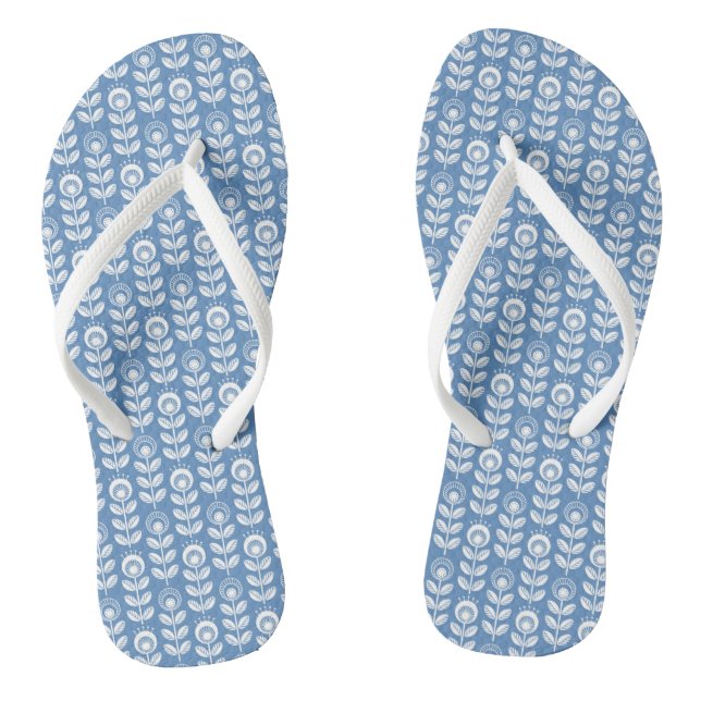 Retro Scandinavian Blue Pattern Jandals (Footbed)
