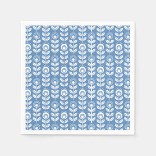 Retro Scandinavian Blue Pattern Napkin