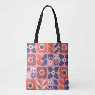 Retro Scandinavian Floral Seamless Elements Tote Bag
