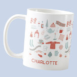 Retro Scandinavian Hygge Personalised Coffee Mug<br><div class="desc">This fun Scandinavian-style design is the perfect way to add a touch of Hygge to your life. A warm and cosy winter design featuring blush pink and sage green accents. Original art by Nic Squirrell.  Change the name to personalise.</div>