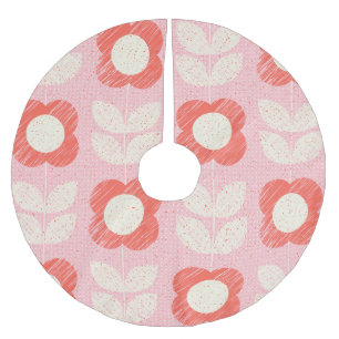 Retro Scandinavian Stylised Floral Seamless Brushed Polyester Tree Skirt