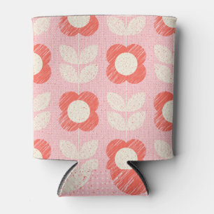 Retro Scandinavian Stylised Floral Seamless Can Cooler