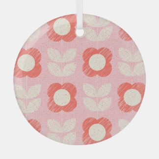 Retro Scandinavian Stylised Floral Seamless Glass Tree Decoration