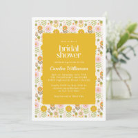 Retro Scandinavian Yellow Floral Bridal Shower