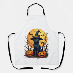 Retro Scary Halloween Costume Black Cat Salem Apot Apron