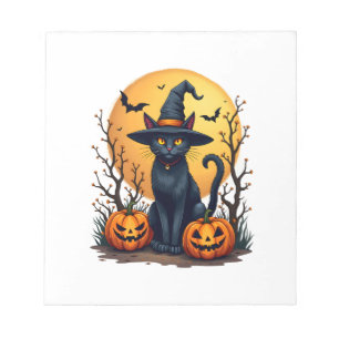 Retro Scary Halloween Costume Black Cat Salem Apot Notepad
