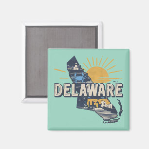 Retro Scenic Delaware Silhouette Magnet